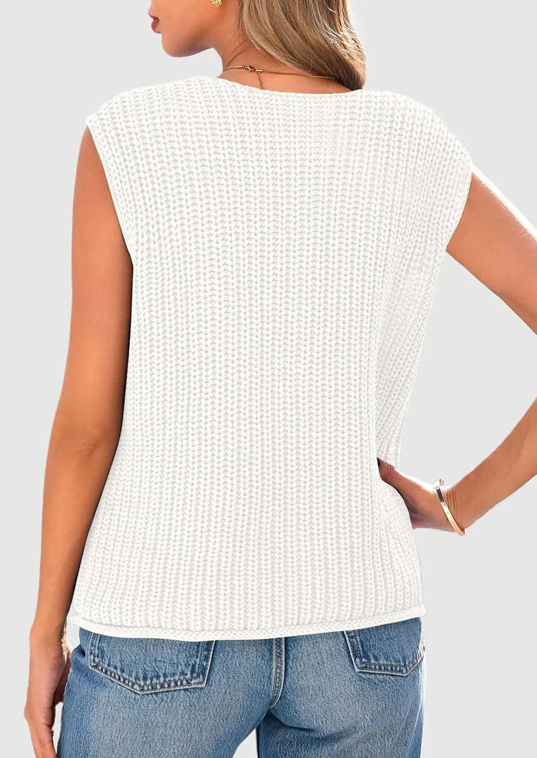 PRETTYGARDEN Women's Summer Sweaters Vest 2025 Sleeveless Button Down Cropped Pockets Chunky Knit Cardigan Trendy Tank Tops