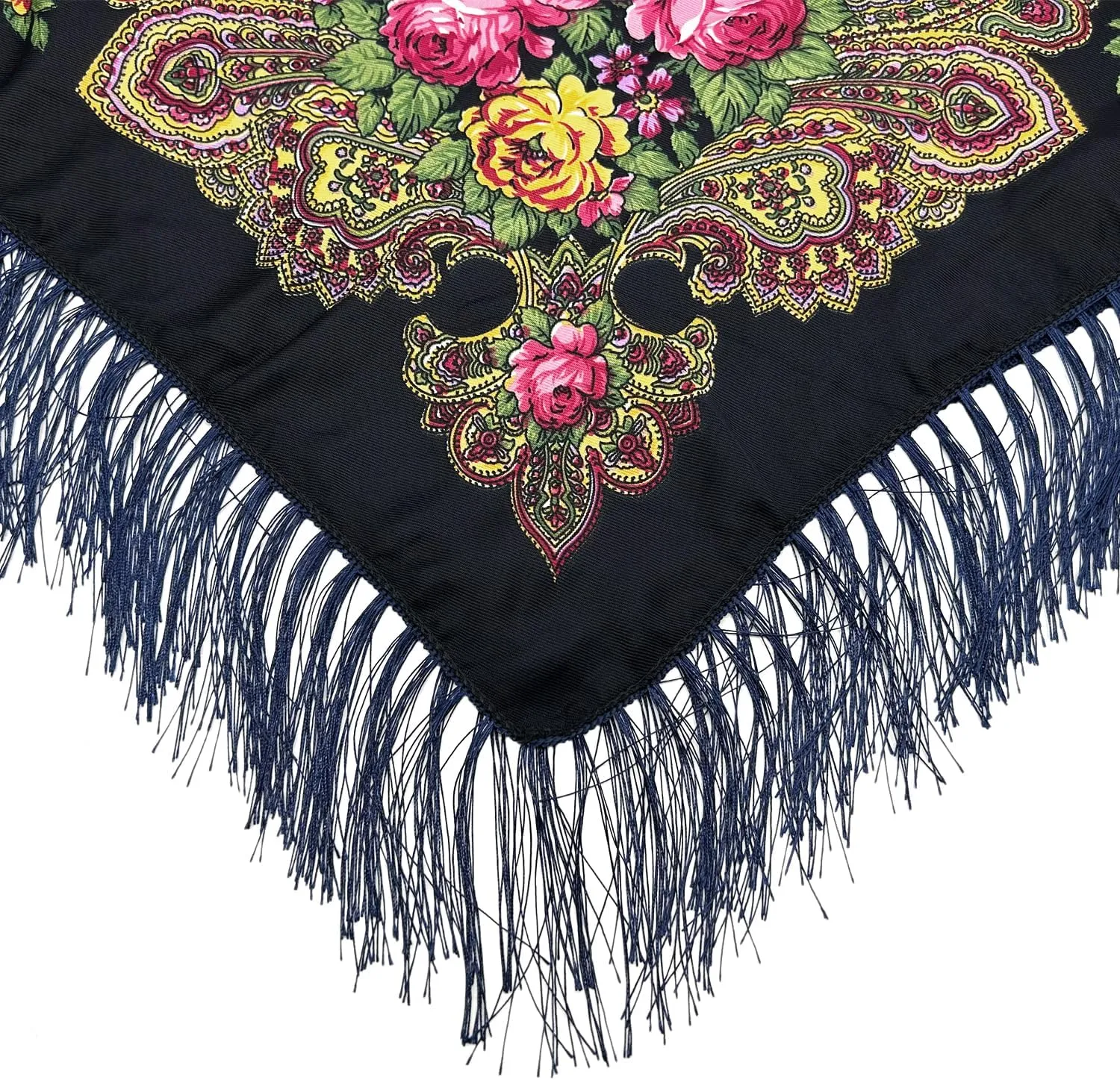 Russian Style Muffler Warm Scarf with Tassel Women's Traditional Scarf Wrap Shawl Fringes Printing Cape