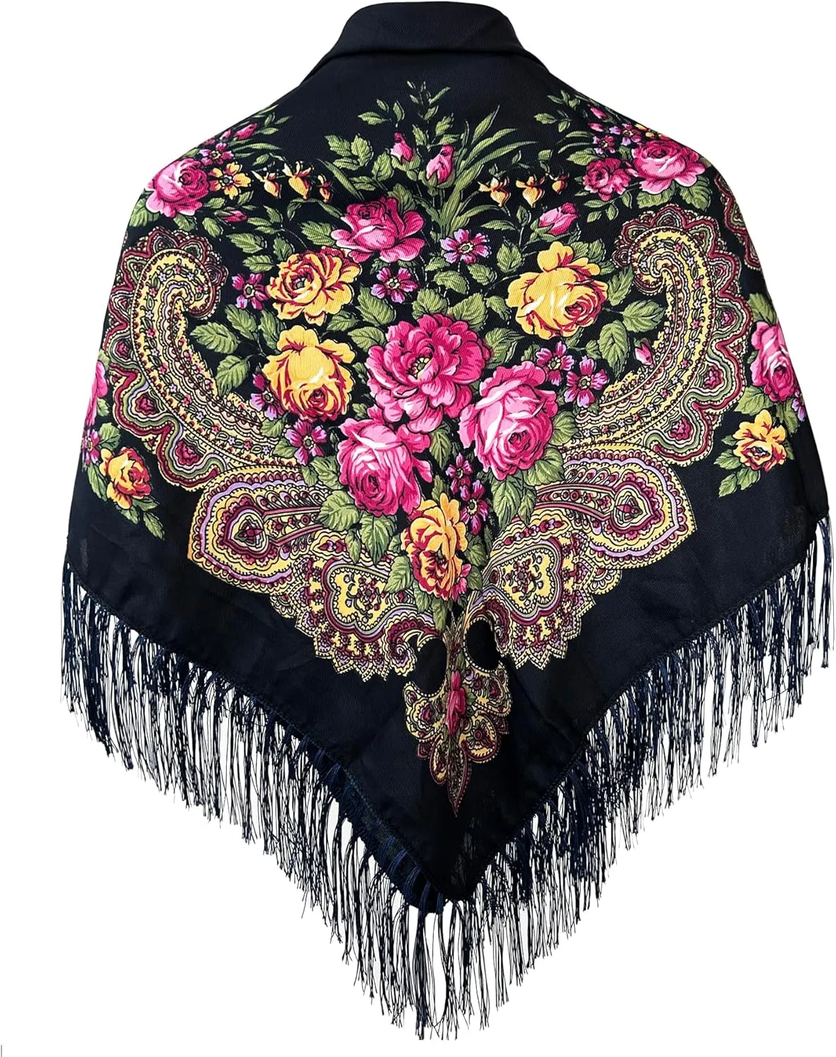 Russian Style Muffler Warm Scarf with Tassel Women's Traditional Scarf Wrap Shawl Fringes Printing Cape