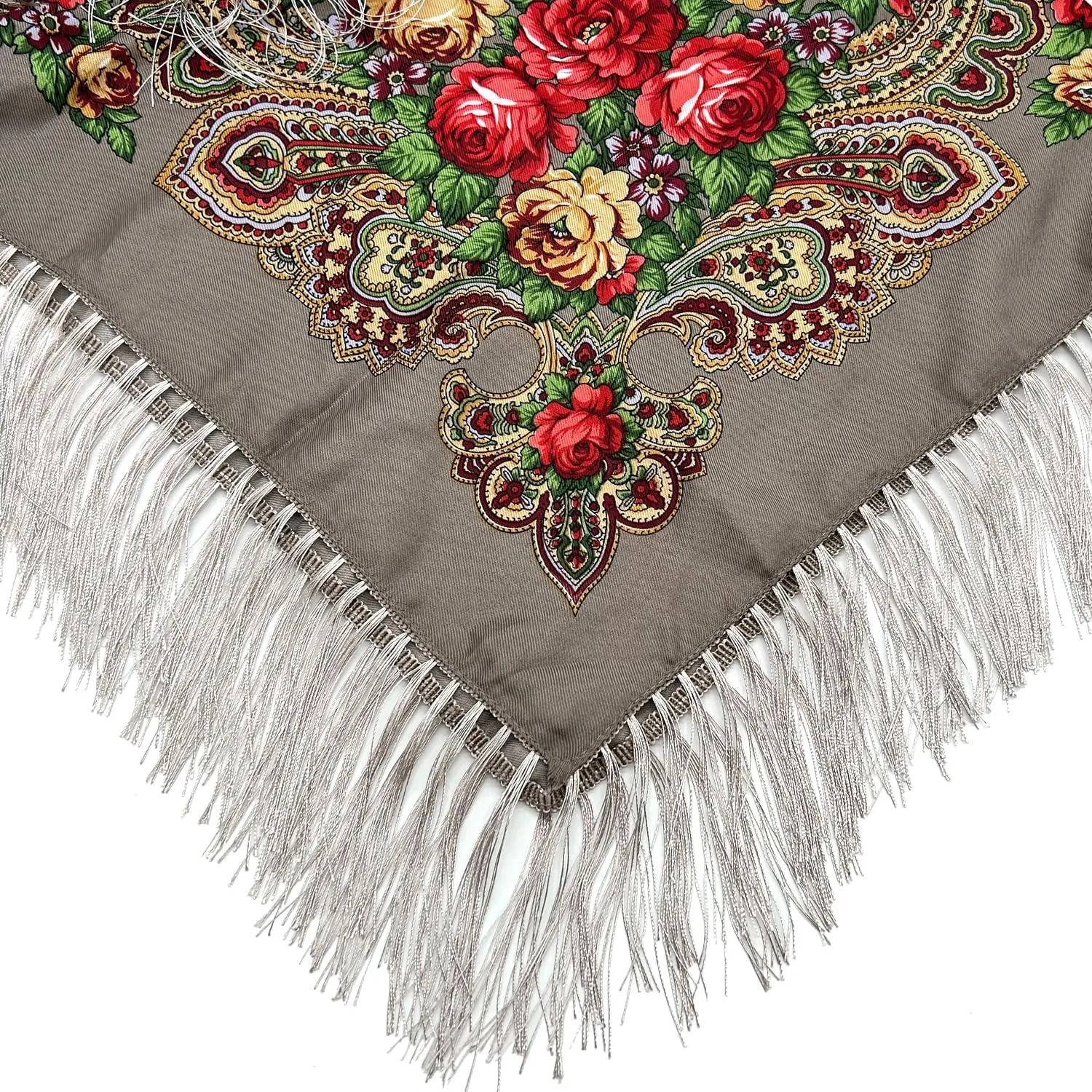 Russian Style Muffler Warm Scarf with Tassel Women's Traditional Scarf Wrap Shawl Fringes Printing Cape