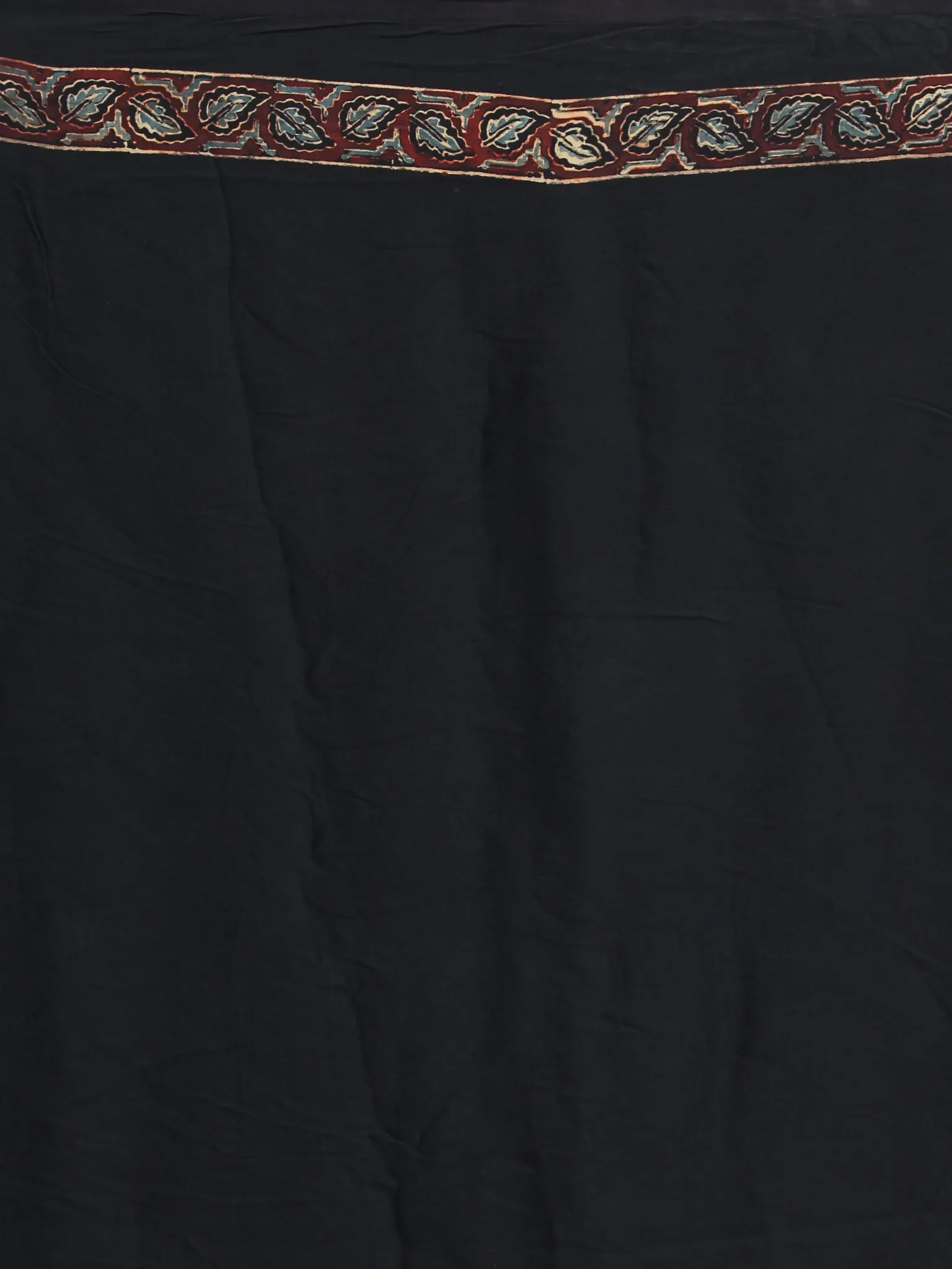 Rust Black Sage Green Ajrakh Hand Block Printed Modal Silk Saree - S031704117