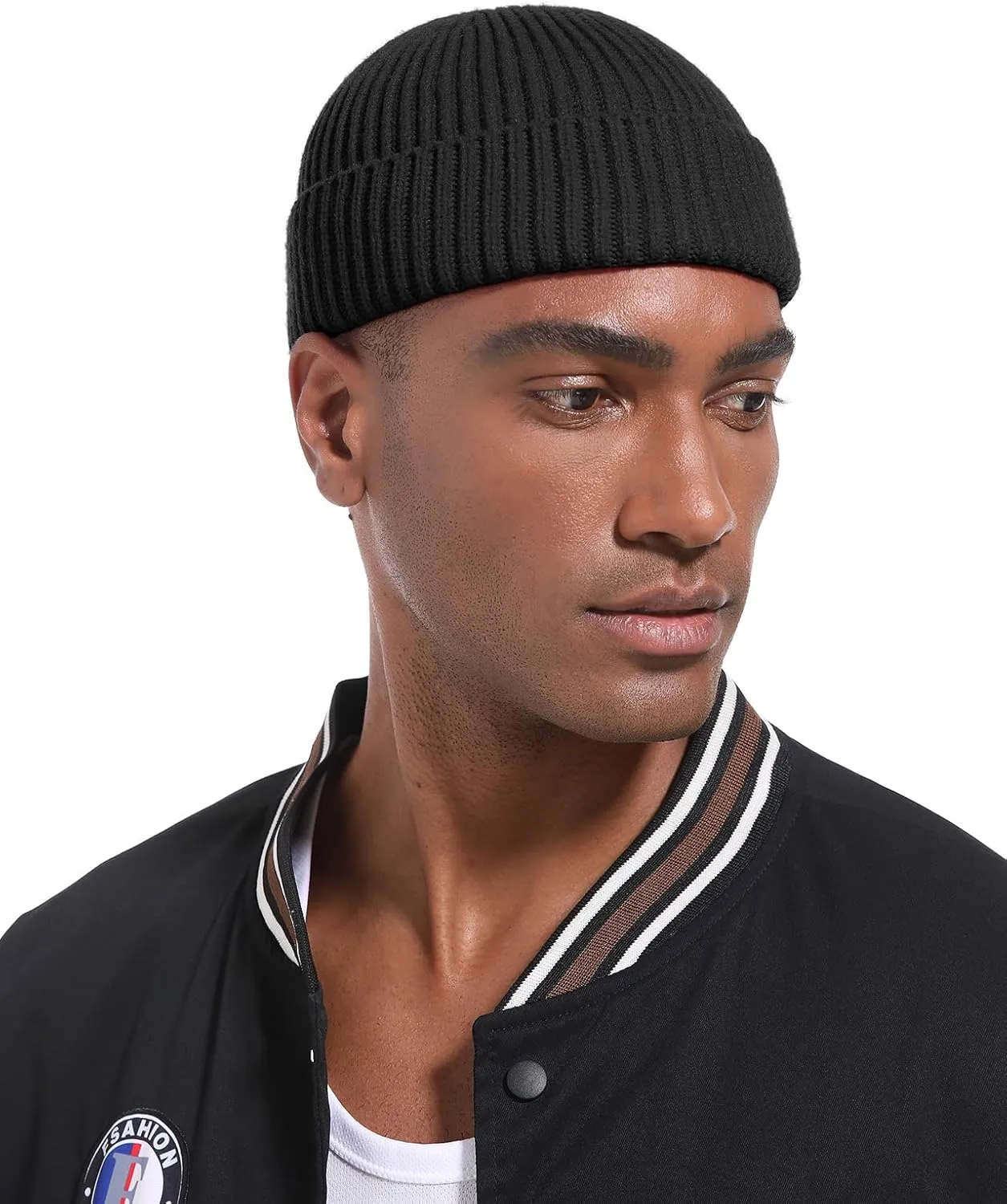 Swag Wool Short Fisherman Beanie for Men Women, Knit Cuff Warm Winter Hats, Soft Trawler Skull Cap Watch Hat Unisex