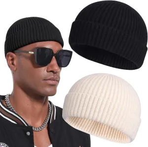 Swag Wool Short Fisherman Beanie for Men Women, Knit Cuff Warm Winter Hats, Soft Trawler Skull Cap Watch Hat Unisex