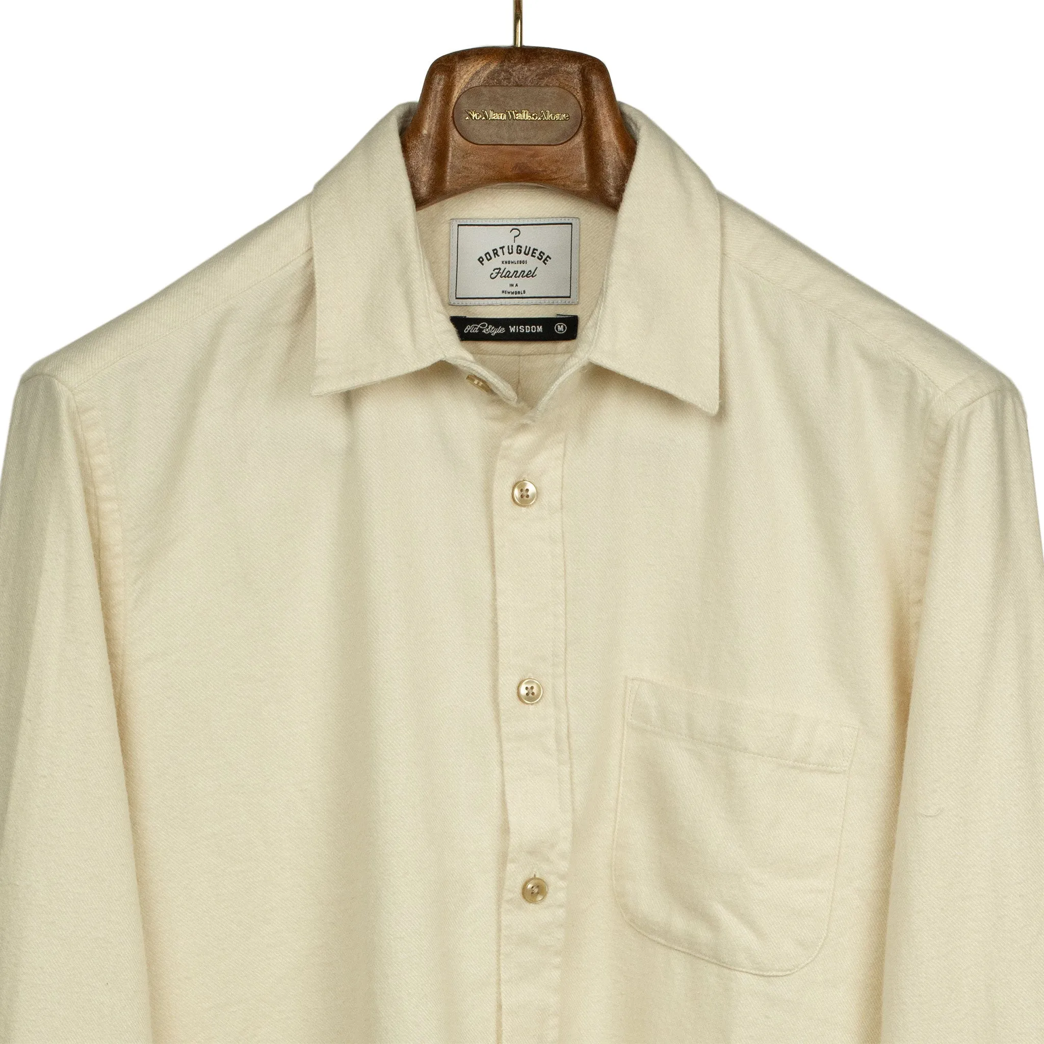 Teca shirt twill cotton flannel in Ecru