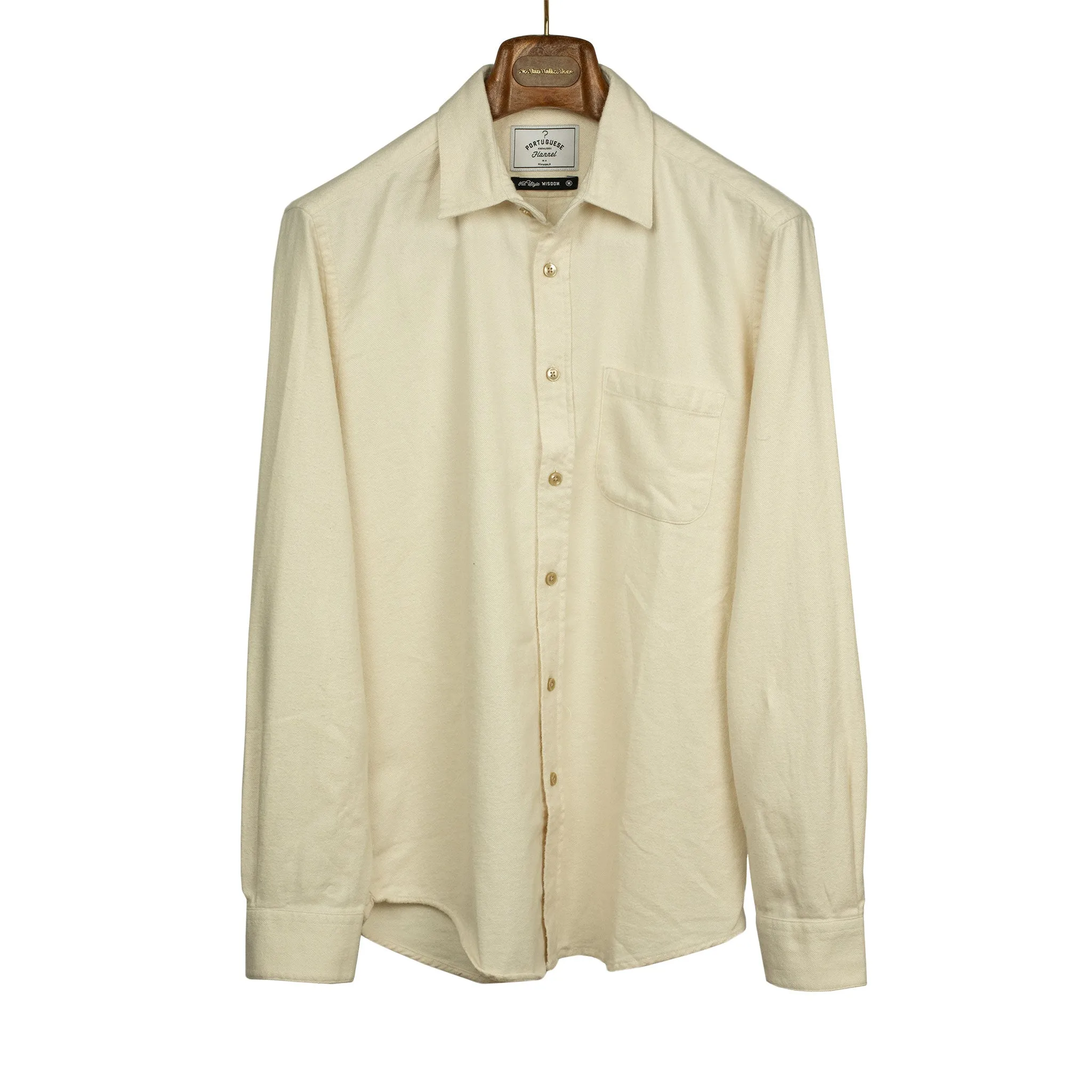 Teca shirt twill cotton flannel in Ecru