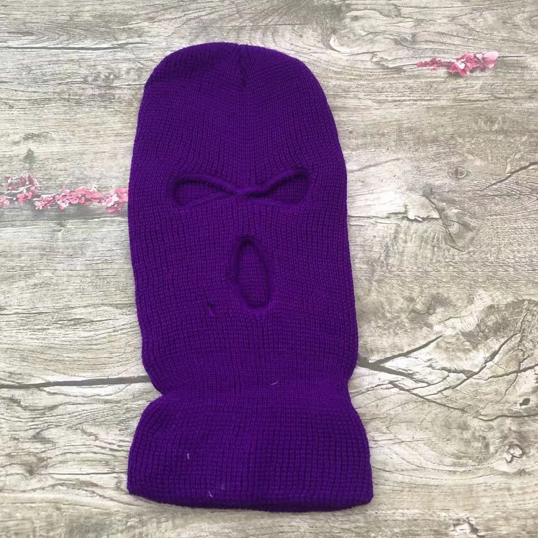 Three-hole Ski Mask Woolen Beanies