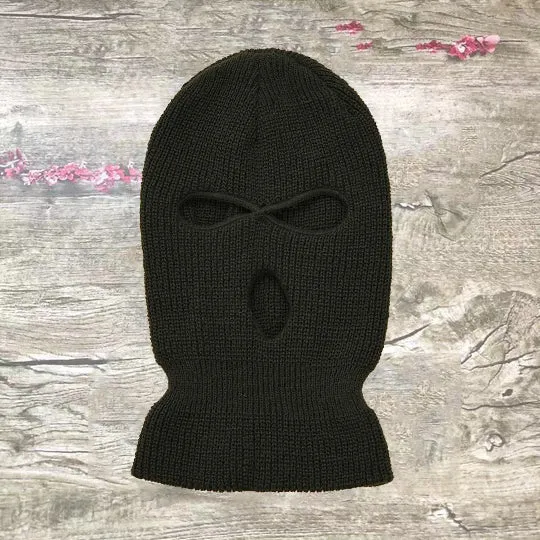 Three-hole Ski Mask Woolen Beanies