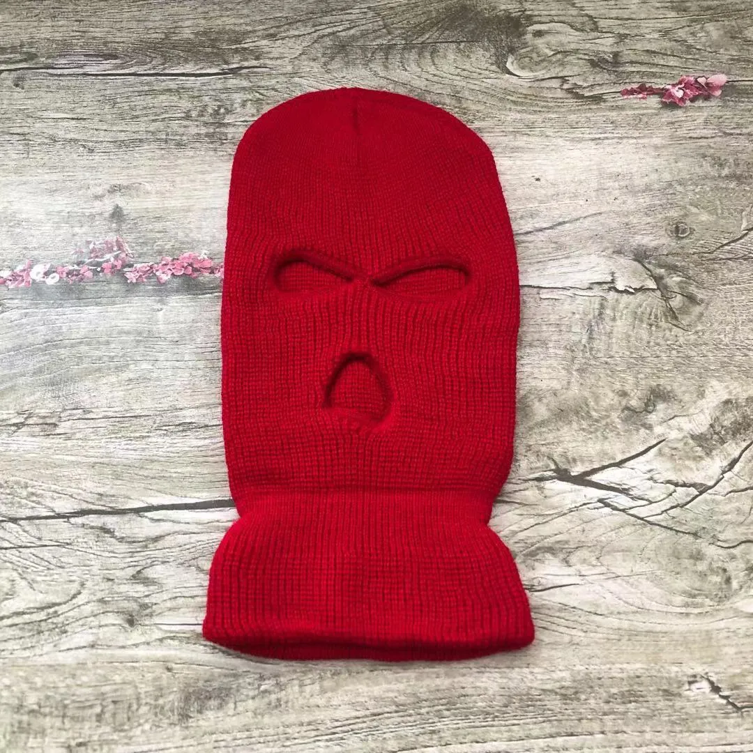 Three-hole Ski Mask Woolen Beanies