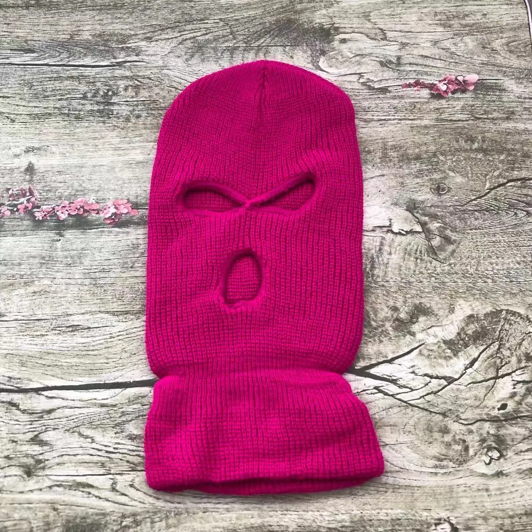 Three-hole Ski Mask Woolen Beanies