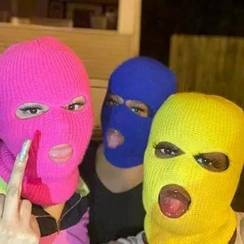 Three-hole Ski Mask Woolen Beanies