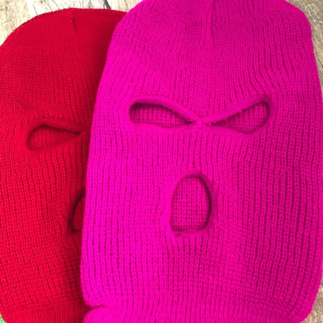 Three-hole Ski Mask Woolen Beanies