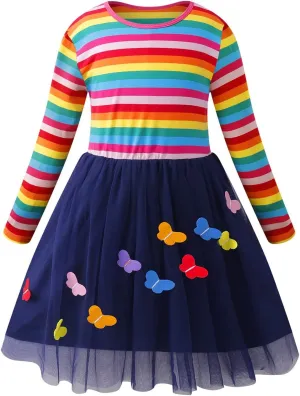 VASCHY Cute Girls Casual Autumn Spring Long-Sleeve Outfit, Toddler/Big Kid Girls Clothing Size 3-10T