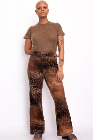 Vintage 90s Leopard Print Corduroy Trousers