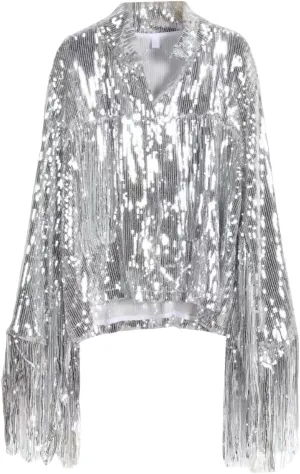Women's Sequin Party Jackets Sparkly Long Sleeve Open Front Tassel Jackets Blazers Clubwear